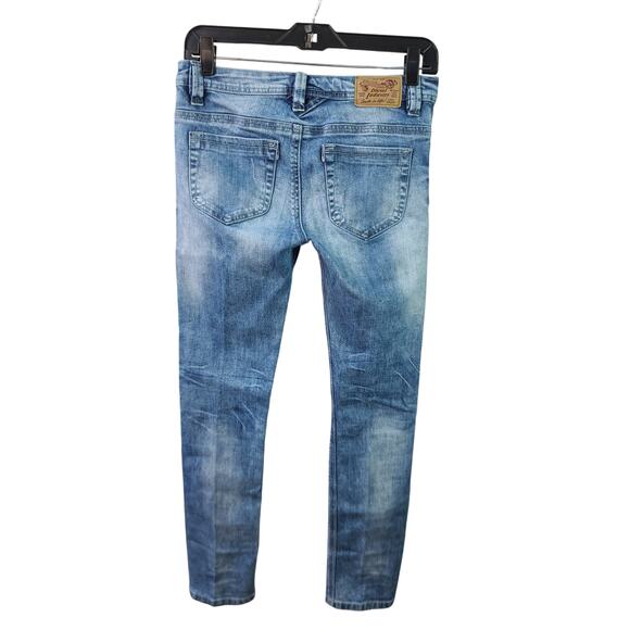 Diesel Blue Denim Distress Jeans Mid Rise 12 Y 28 - Picture 2 of 5